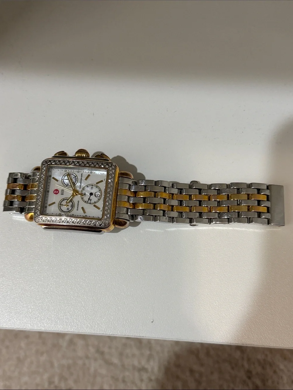Michele Two Tone Chronograph Diamond Watch